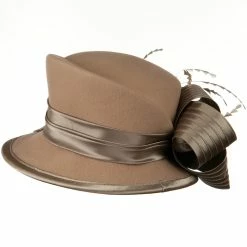 Something Special Bow Stone Wool Felt Hat 23 Something Special Bow Stone Wool Felt Hat -Adams Shop bs002fp 2