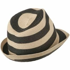 Something Special Paper Braid Striped Fedora Hat -Adams Shop bs002mf 3
