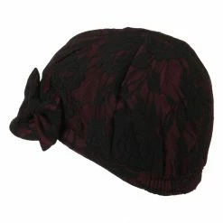 Jeanne Simmons Women's Bow Lace Cabbie Cap 18 Jeanne Simmons Women's Bow Lace Cabbie Cap -Adams Shop bw001cb burgundy 2