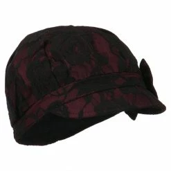 Jeanne Simmons Women's Bow Lace Cabbie Cap 20 Jeanne Simmons Women's Bow Lace Cabbie Cap -Adams Shop bw001cb burgundy 4
