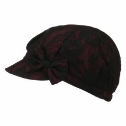 Jeanne Simmons Women's Bow Lace Cabbie Cap 21 Jeanne Simmons Women's Bow Lace Cabbie Cap -Adams Shop bw001cb burgundy 5