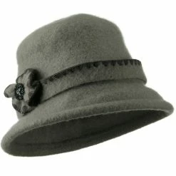 Jeanne Simmons Cloche Wool Felt Floral Button Hat -Adams Shop bw002cl 1 1