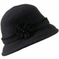 Jeanne Simmons Cloche Wool Felt Floral Button Hat -Adams Shop bw003cl 5