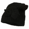 Jeanne Simmons Big Crown Crocheted Bow Beanie 1 Jeanne Simmons Big Crown Crocheted Bow Beanie -Adams Shop cb001bd black 1 2