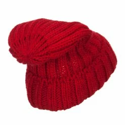 Hatiya Deep Crown Cuff Long Beanie -Adams Shop cc005bd red 3