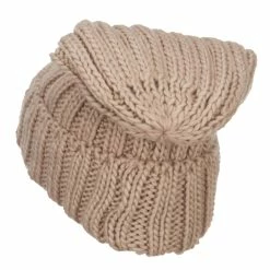 Hatiya Deep Crown Cuff Long Beanie -Adams Shop cc008bd tan 2
