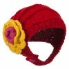 Jeanne Simmons Girl's Flower Detail Chin Ski Beanie -Adams Shop ch001bu red 1