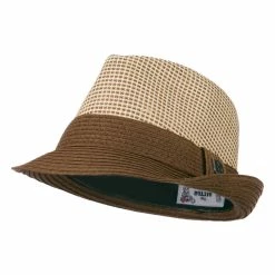 Hatiya Pleated Straw Band Fedora -Adams Shop ci002mf brown 1