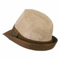 Hatiya Pleated Straw Band Fedora -Adams Shop ci002mf brown 2