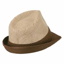 Hatiya Pleated Straw Band Fedora -Adams Shop ci002mf brown 3