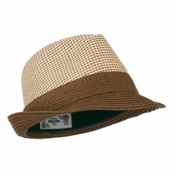 Hatiya Pleated Straw Band Fedora -Adams Shop ci002mf brown 4