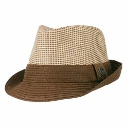 Hatiya Pleated Straw Band Fedora -Adams Shop ci002mf brown 5