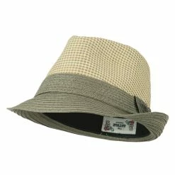 Hatiya Pleated Straw Band Fedora -Adams Shop ci003mf grey 1