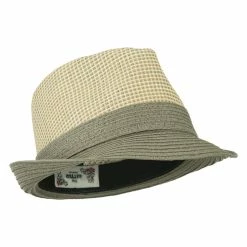 Hatiya Pleated Straw Band Fedora -Adams Shop ci003mf grey 4