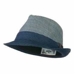 Hatiya Pleated Straw Band Fedora -Adams Shop ci004mf navy 1