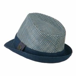 Hatiya Pleated Straw Band Fedora -Adams Shop ci004mf navy 2