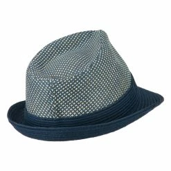 Hatiya Pleated Straw Band Fedora -Adams Shop ci004mf navy 3