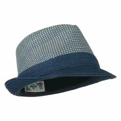 Hatiya Pleated Straw Band Fedora -Adams Shop ci004mf navy 4