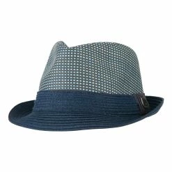 Hatiya Pleated Straw Band Fedora -Adams Shop ci004mf navy 5
