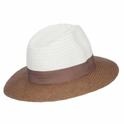 Hatiya Color Block Panama Hat With Band 19 Hatiya Color Block Panama Hat With Band -Adams Shop cl001pe brown 3