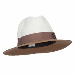 Hatiya Color Block Panama Hat With Band 20 Hatiya Color Block Panama Hat With Band -Adams Shop cl001pe brown 4