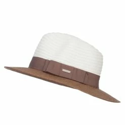 Hatiya Color Block Panama Hat With Band 21 Hatiya Color Block Panama Hat With Band -Adams Shop cl001pe brown 5