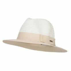 Hatiya Color Block Panama Hat With Band 22 Hatiya Color Block Panama Hat With Band -Adams Shop cl002pe tan 1