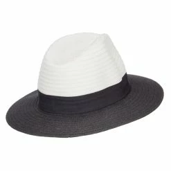 Hatiya Color Block Panama Hat With Band 29 Hatiya Color Block Panama Hat With Band -Adams Shop cl003pe black 3