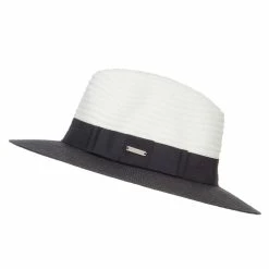 Hatiya Color Block Panama Hat With Band 31 Hatiya Color Block Panama Hat With Band -Adams Shop cl003pe black 5