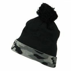 City Hunter Camouflage Cuff Pom Beanie -Adams Shop cm001bf grey 5 1