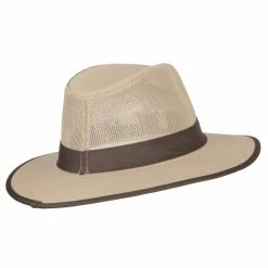 Jeanne Simmons Men's Cotton Canvas Open Mesh Fedora Hat -Adams Shop cm001cf tan 3