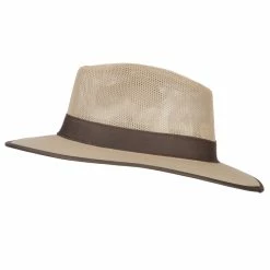 Jeanne Simmons Men's Cotton Canvas Open Mesh Fedora Hat -Adams Shop cm001cf tan 5
