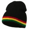 Rasta World Center Striped Rasta Short Beanie -Adams Shop cr001ms black 1
