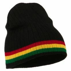 Rasta World Center Striped Rasta Short Beanie -Adams Shop cr001ms black 4