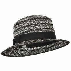 Jeanne Simmons Women's Crochet Weave Paper Braid Boater Hat 20 Jeanne Simmons Women's Crochet Weave Paper Braid Boater Hat -Adams Shop cr001pp black white 4