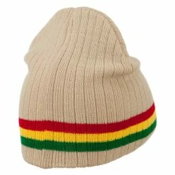 Rasta World Center Striped Rasta Short Beanie -Adams Shop cr002ms khaki 3