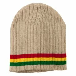 Rasta World Center Striped Rasta Short Beanie -Adams Shop cr002ms khaki 5