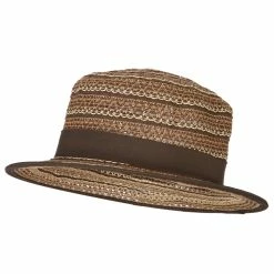 Jeanne Simmons Women's Crochet Weave Paper Braid Boater Hat 22 Jeanne Simmons Women's Crochet Weave Paper Braid Boater Hat -Adams Shop cr002pp brown combo 1