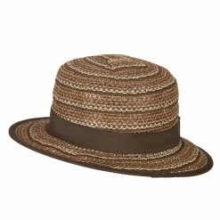 Jeanne Simmons Women's Crochet Weave Paper Braid Boater Hat 23 Jeanne Simmons Women's Crochet Weave Paper Braid Boater Hat -Adams Shop cr002pp brown combo 2