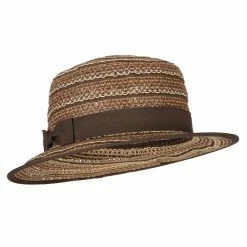 Jeanne Simmons Women's Crochet Weave Paper Braid Boater Hat 25 Jeanne Simmons Women's Crochet Weave Paper Braid Boater Hat -Adams Shop cr002pp brown combo 4