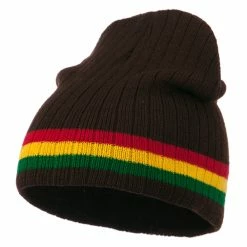 Rasta World Center Striped Rasta Short Beanie -Adams Shop cr003ms brown 1