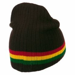 Rasta World Center Striped Rasta Short Beanie -Adams Shop cr003ms brown 3