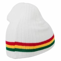 Rasta World Center Striped Rasta Short Beanie -Adams Shop cr004ms white 3