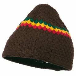 Rasta World Hand Crocheted Beanie (03) -Adams Shop cs004c3 brown 1