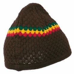 Rasta World Hand Crocheted Beanie (03) -Adams Shop cs004c3 brown 3