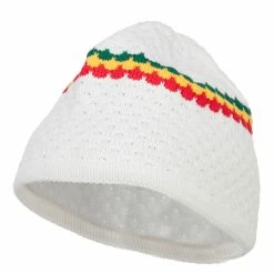Rasta World Hand Crocheted Beanie (03) -Adams Shop cs019c3 white 1