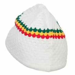 Rasta World Hand Crocheted Beanie (03) -Adams Shop cs019c3 white 2