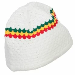 Rasta World Hand Crocheted Beanie (03) -Adams Shop cs019c3 white 3