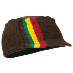 Rasta World Military Beanie Visor -Adams Shop db030cs brown ryg 1