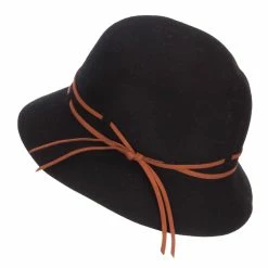 Jeanne Simmons Women's Double Tie Wool Cloche Hat 18 Jeanne Simmons Women's Double Tie Wool Cloche Hat -Adams Shop dd001cl black 2